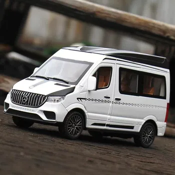 1: 24 Sprinter MPV Van Spint RV alaşım araba modeli Diecasts Metal oyuncak araçlar ses ışık simülasyon hobiler koleksiyon çocuklar hediye