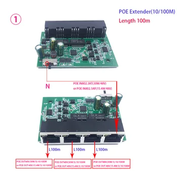 1 + 3 Port modülü POE Genişletici, IEEE 802.3 af/at PoE+ Standart, 10/100 Mbps, POE Tekrarlayıcı 100-500 metre (328 ft), Genişletici modülü