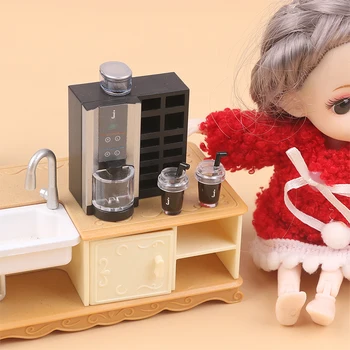 1 Takım Bebek Evi Minyatür Kahve Makinesi Modeli Kahve Fincanları İle Bebek Evi Yaşam Sahne Dekorasyon Fotoğraf Sahne Sahne