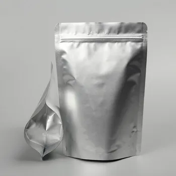 100 adet / grup Stand-up Saf Alüminyum Folyo Kilitli Torba Folyo Hediye Kahve Paketleme Çantası Gıda Depolama ve Yuvarlak Köşe Folyo paket çantası