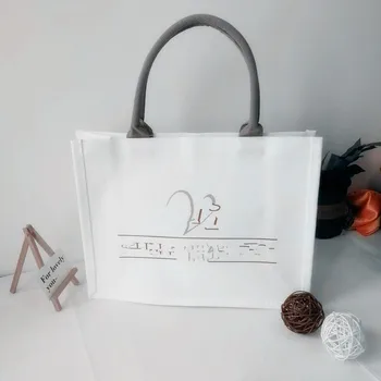 100 Adet / grup Özel Tuval Yüksek Kaliteli alışveriş çantası İç Film Taşıma Eko Kullanımlık Pamuklu Bez Çanta Logo Baskılı