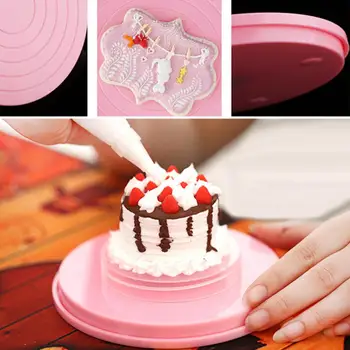 14 cm Standı Pişirme Dekor Plaka Yuvarlak Gıda dereceli Plastik Döner Kek Turntable