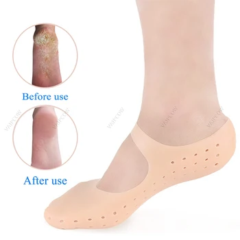 2 Adet=1 Çift Silikon Astarı Nemlendirici Çorap Topuklu Koruyucu Anti Çatlak Ayak spa çorapları Jel Ayakkabı Tabanlık Ayak Bakımı Pedikür Çorap