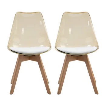 2 ADET İskandinav yemek odası sandalyeleri Kristal Koltuk ile Modern Kabuk şezlong Şeffaf Plastik Tabure mutfak mobilyası