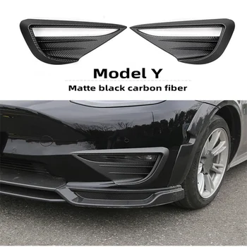 2 Adet Tesla Modeli Y Sis Lambası Spoiler Kapak Ön Sis Lambası Kaş Spoiler Karbon Fiber ABS Kendinden Yapışkanlı Model Y Aksesuarları
