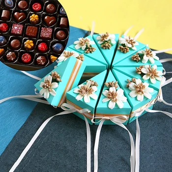 2 adet Yaratıcı Doğum Günü Dekorasyon Üçgen şeklinde Kek Kağıt Kutuları Şeker Hediye Paketleme Parti Malzemeleri Yeni DIY Güzel