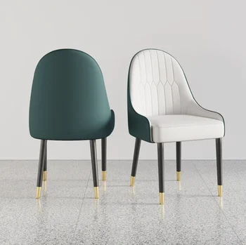 2 ADET Yemek Sandalyeleri,Modern PU Deri Yemek Sandalyeleri Metal Bacaklar Beyaz ve Gri / Yeşil Beyaz / Turuncu Beyaz