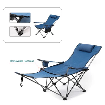 2 in 1 Katlanır kamp sandalyesi Taşınabilir Ayarlanabilir Uzanmış Şezlong w / Çıkarılabilir Footrest Kamp Balıkçılık Plaj Piknik