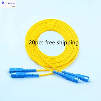 20 adet SC-SC DX SM UPC fiber optik yama kabloları dubleks tek modlu 3.0 mm ceket kablo fiber optik jumper ücretsiz kargo ELINK