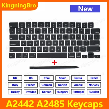 2021 Dizüstü Bilgisayar A2442 A2485 Klavye Tuşları Keycaps ABD İNGİLTERE Fransız Rus İspanya Apple Macbook Pro İçin M1 Retina 14 