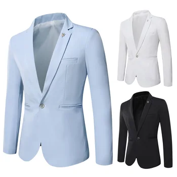 2023 dış ticaret özel ekspres yeni erkek rahat küçük takım elbise düz renk tek düğme yaka takım elbise ceket
