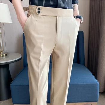 2023 En Kaliteli erkek Bahar İş AndCasual Takım Elbise Pantolon / Erkek Saf Renk Ofis Elbise Takım Elbise Pantolon / Erkek Slim Fit Pantolon 29-36