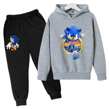 2023 Erkek Bebek Giysileri Çocuklar Sonic Hoodie Çocuklar Gençlik Hoodie Çocuk Spor Hoodie + Pantolon Kız giyim setleri