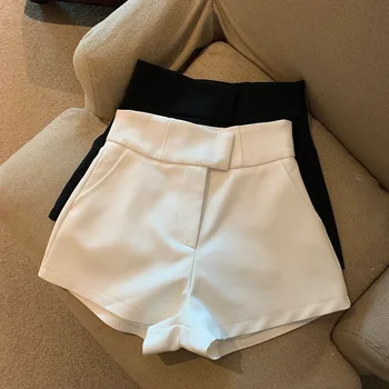 2023 Seksi Beyaz Özel Pantolon Kısa Sıcak Rahat Yüksek Bel Siyah Şort Pantolon Kadın Geniş Bacak Alt Y2K Streetwear Ropa Mujer