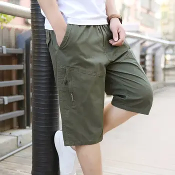 2023 Yaz erkek Erkek Rahat Pamuk Kargo Şort Erkek Çok Cep Askeri kapri pantolonlar Erkek Düz Renk Kırpılmış Pantolon P53