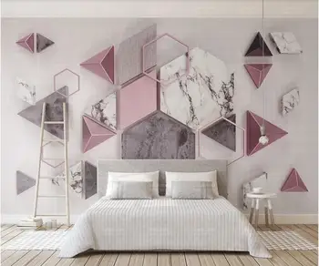 3d duvar kağıdı özel duvar fotoğraf Geometrik poligon mermer doku dikiş ev dekor 3d duvar resimleri duvar kağıdı duvarlar için 3 d
