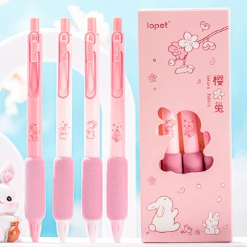 4 Adet / paket Pembe Sakura Tavşan Sevimli Jel okul için kalem Yazma Nötr Kalem Ofis Malzemeleri çocuklar Kırtasiye hediye