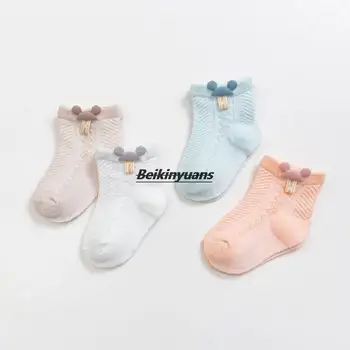 4 çift Bebek çorap bahar ve yaz ince nefes örgü çorap kız yürümeye başlayan bebek çorap pamuk örgü sokken