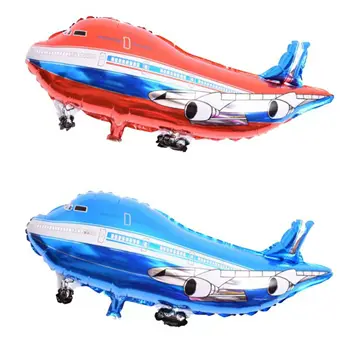50 adet 2 çeşit Uçak Folyo Seyahat Balon Çocuk Doğum Günü Bebek Duş Fotoğraf Prop Uçak Temalı Parti Süslemeleri(Mavi + Kırmızı)
