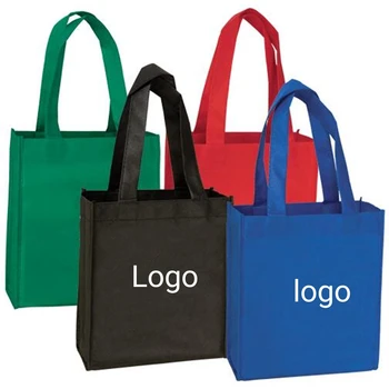 500 adet / grup Yeniden Kullanılabilir Özel Çantalar Promosyon Pazarı Olmayan Dokuma Tote alışveriş çantası Şirket Logonuza Basılabilir Bakkal Paketi