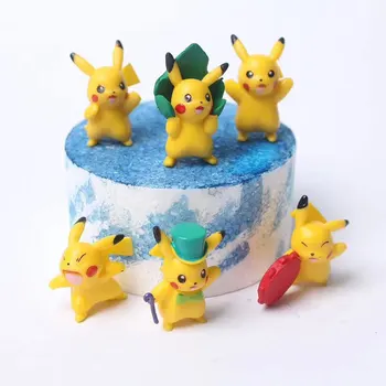 6 adet Pokemon Rakamlar Oyuncaklar 4.5 cm Anime Aksiyon Figürleri Pokemon Pikachu Modeli Kek Dekorasyon için Pokemon Tahsil Bebek Hediye