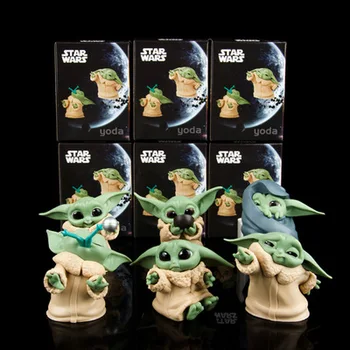 6 adet / takım Star Wars Yoda Bebek aksiyon figürü oyuncakları Yoda Usta Mandaloryalı Bebekler Çocuklar için Hediyeler 5-8cm