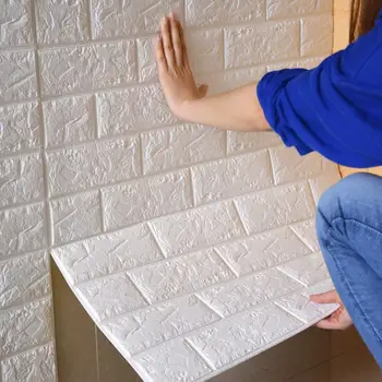70x77cm Tuğla duvar çıkartmaları DIY Dekor Kendinden Yapışkanlı Su Geçirmez Duvar Kağıdı Çocuk Odası Yatak Odası İçin 3D Duvar Sticker Tuğla