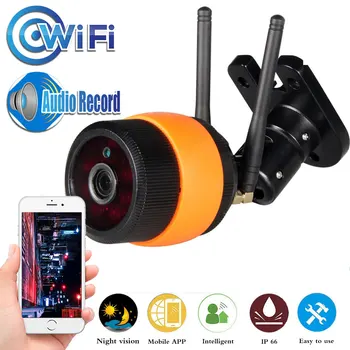 720 P Kablosuz WiFi Açık Bullet IP Kamera Su Geçirmez CCTV Gözetim Hareket Algılama TF Kart Yuvası Ses Kayıt Onvif