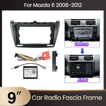9 İnç Araba Fasya MAZDA 6 2008-2012 İçin Stereo Radyo Paneli Dash Montaj Kurulum DVD Çerçeve Kurulum Kiti Mazda kablo canbus