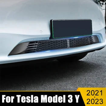 ABS Plastik Araba Ön İzgara İzgara Dekoratif Kapak Kılıf Çerçeve Trim Şerit Sticker Aksesuarları Tesla Modeli 3 Y 2021 2022 2023