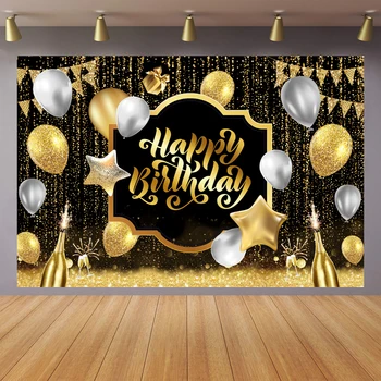 Altın Doğum Günü Partisi Zemin Fotoğraf Siyah 30th Mutlu Doğum Günü Dekor Yetişkinler Doğum Günü Arka Plan Zemin Yıldönümü Malzemeleri
