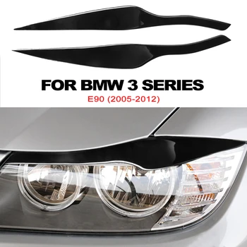 Araba Far Kaşları Göz Kapağı Kapak Piyano Siyah Etiket Parlak BMW E90 3 Serisi 2005 2006 2007 2008 2009 2010 2011 2012