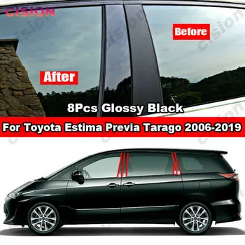 Araba Pencere Kapı Sütun B C Pillar Sonrası Siyah Ayna Etkisi PC Sticker Kapak Trim Toyota Estima Tarago Previa XR50 2006-2019