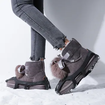 Açık Kar Anti Kayma Kış ayakkabı koruyucu Cleats Galoş Kar Sivri Krampon Çizme Buz Tutucu Ayakkabı Sapları Cleats