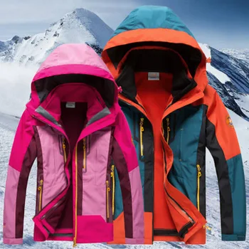 Açık Sıcak Satış 3 in 1 Ücretsiz Kargo su geçirmez rüzgar geçirmez erkek kadın ceket çift nefes spor tırmanma kamp kayak ceket
