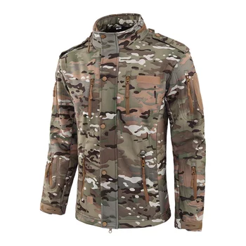 Açık Yumuşak Kabuk Kamuflaj Taktik Ceket Erkekler Bahar Sonbahar Çok cep Kapşonlu Rüzgarlık Ceket Askeri Giyim Ceketler