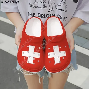 Aşk İsviçre Bayrağı Ülke 3D Baskı Erkekler Kadınlar Klasik Takunya Terlik Ayakkabı EVA Hafif Sandalet Yaz Plaj Açık-1