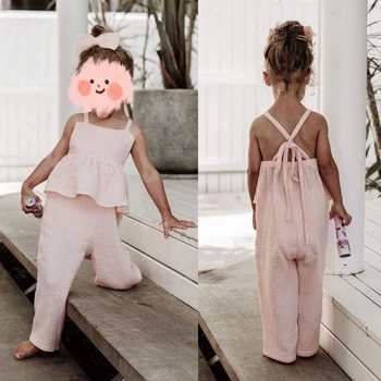 Bebek Kız Romper Kolsuz Elbise Yaz Sling Moda Giyim Giyim Tulum Kız Kostüm