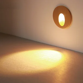 BEIAIDI 1 W/3 W Gömme LED Merdiven bağlantı tablası aydınlatma lambası Kapalı Yuvarlak Duvar Köşe Lambası Yatak Odası Fuaye AisleFootlight Koridor Duvar Gece Lambası