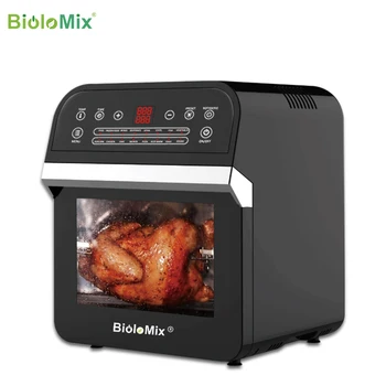 BioloMix 12L 1600W Hava Fritöz Fırın Tost Makinesi Rotisserie ve Kurutucu İle LED Dijital Dokunmatik Ekran, 16-in-1 Tezgah Üstü Fırın