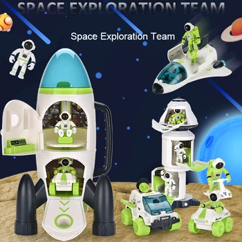 Bulmaca Acousto Optik Uzay Oyuncakları Uzay Modeli Hava Kuvvetleri Mekiği Uzay İstasyonu Roket Havacılık Serisi Oyuncak Çocuklar için Oyuncak Araba Hediye
