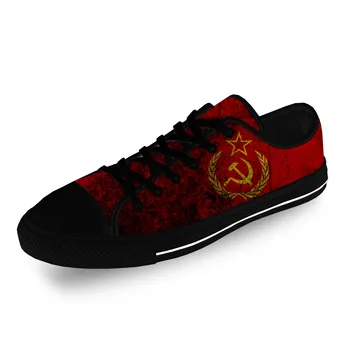 CCCP Rus Rusya SSCB Sovyetler Birliği Rahat Kumaş 3D Baskı Düşük Üst kanvas ayakkabılar Erkekler Kadınlar Hafif Nefes Spor Ayakkabı