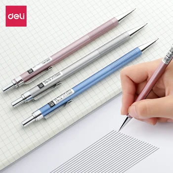 Deli Mekanik Kurşun Kalem 0.7 mm HB Metal Otomatik Kalemler Öğrenci Sanat Kroki Yazma 2B Kalem Kurşun Yedekler Silgi İle