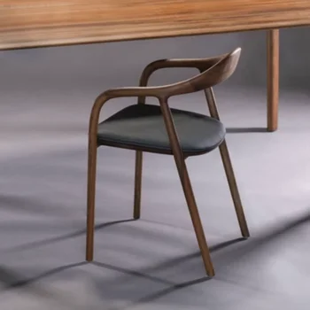Deri Ahşap yemek sandalyesi Lüks Tasarımcı Balkon İskandinav yemek sandalyesi Taht Katlanabilir Silla De Comedor mutfak mobilyası