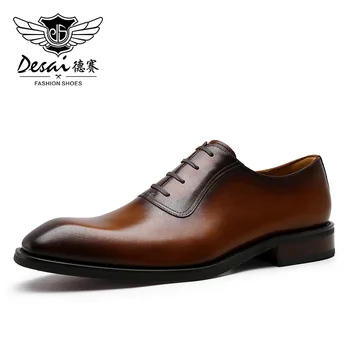 DESAI Hakiki deri ayakkabı Beyefendi Dantel-up Düğün Resmi Ayakkabı Üst Katman İnek Derisi Oxfords Büyük Zarif Elbise Ayakkabı Boyutu 38-47