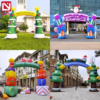 Dev Şişme Merry Christmas Giriş Kemer Tatil Ağacı Hediyeler Kemer Balon Festivali Dekorasyon Reklam Sahne