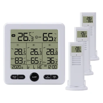 Dijital Termometre Higrometre Kapalı Açık Kapalı Açık Sıcaklık Nem Ölçüm Kablosuz Sensör İle Beyaz