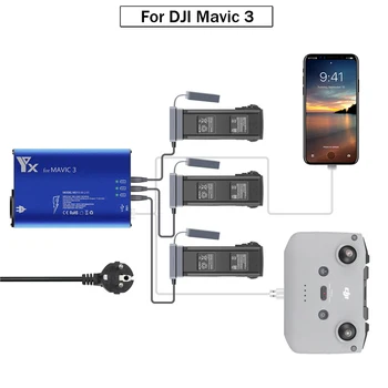 DJI Mavic 3 Drone araba şarjı(5in1) akıllı pil konektörü Şarj Hub USB port adaptörü Çok 3 Pil