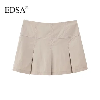 EDSA Kadınlar Zarif Kutu Plise Skort Rahat Kadın Yüksek Bel Şort Etekler Görünmez Zip Streetwear