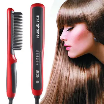 Elektrikli düzleştirici çok fonksiyonlu saç düzleştirici ısı saç seramik bigudi sıcak tarak saç bakımı sakal düzleştirici